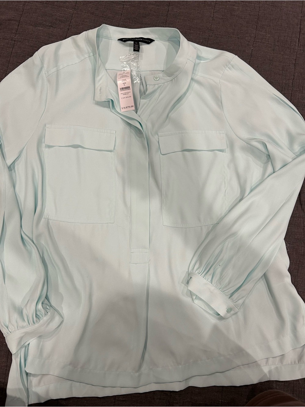 White House Black Market light mint blue Blouse